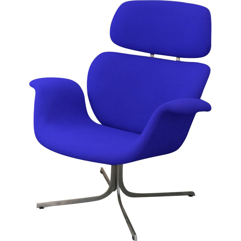 "Big Tulip" blue Armchair by Pierre Paulin for Artifort - 1960s