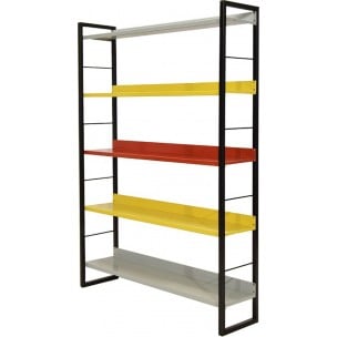 Big multicolored bookcase by A.D. Dekker for Tomado - 1950s