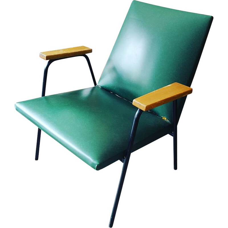 Green and yellow armchair by Pierre Guariche for Meurop - 1950s