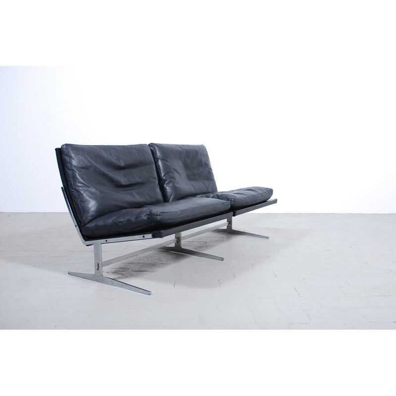 "BO-562" Black leather bench, Preben FABRICIUS and Jorgen KASTHOLM - 1960s