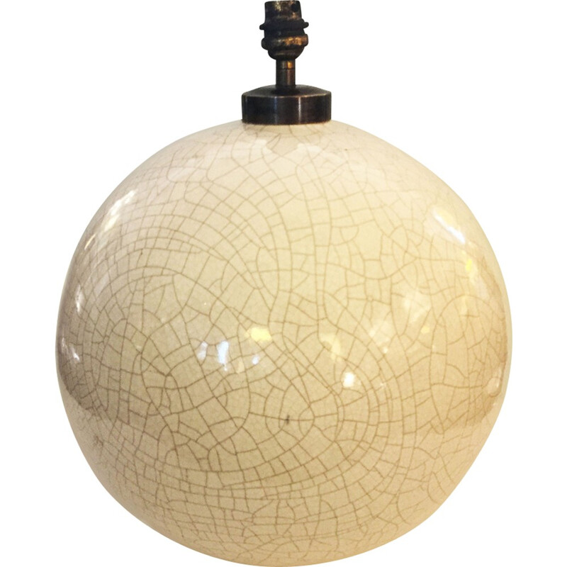 Cracked white ceramics ball lamp - 1960s