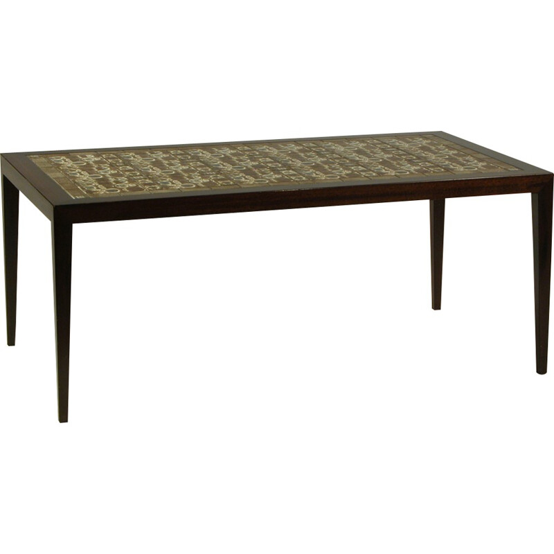 Rosewood and ceramic coffee table by Severin Hansen and  Royal Copenhagen for  Haslev Møbelsnedkeri - 1960s