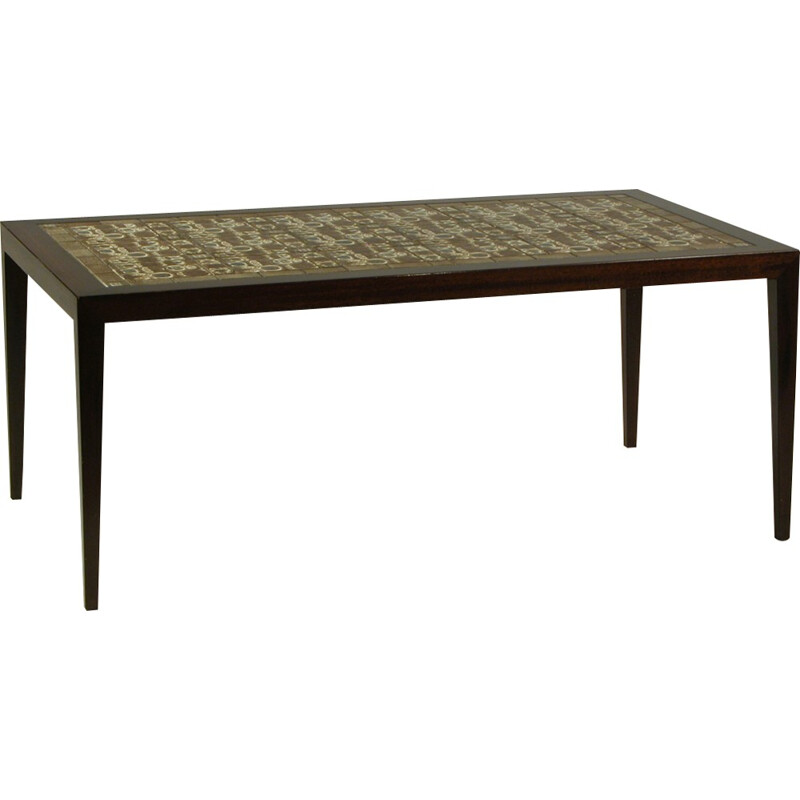 Table basse en palissandre et céramique de Severin Hansen et Royal Copenhagen pour Haslev Møbelsnedkeri - 1960 