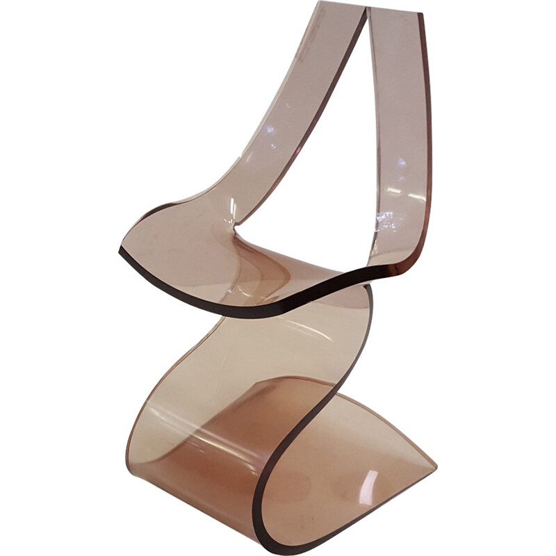 Lucite brown plexiglas chair by Michel Dumas - 1970s