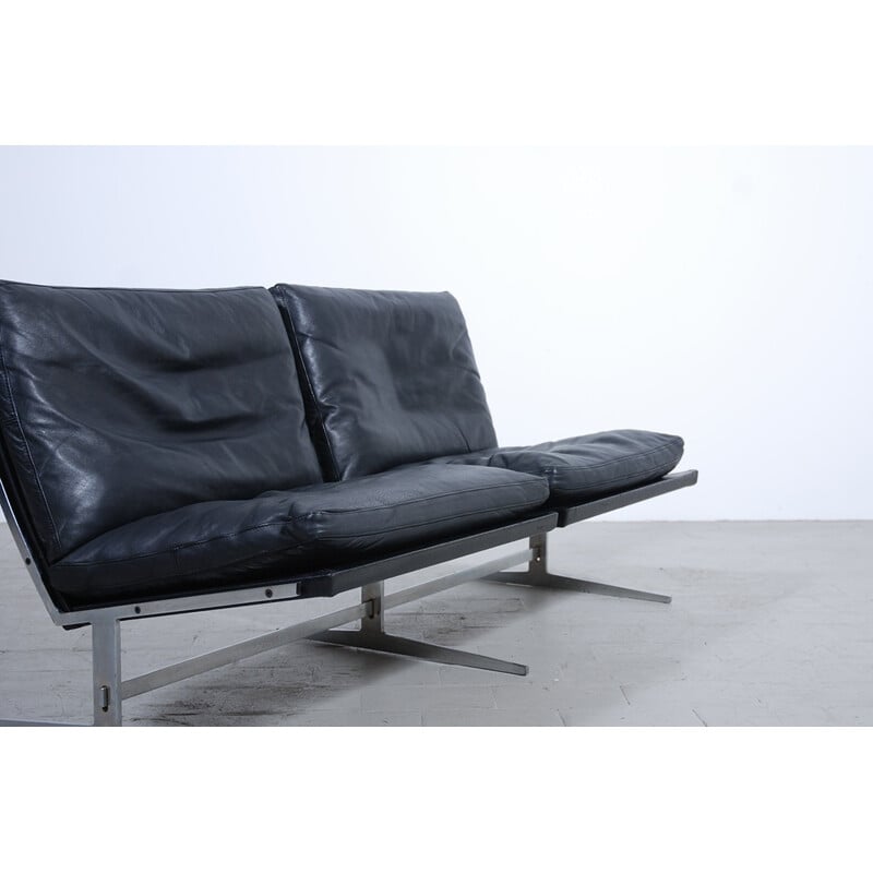 "BO-562" Black leather bench, Preben FABRICIUS and Jorgen KASTHOLM - 1960s