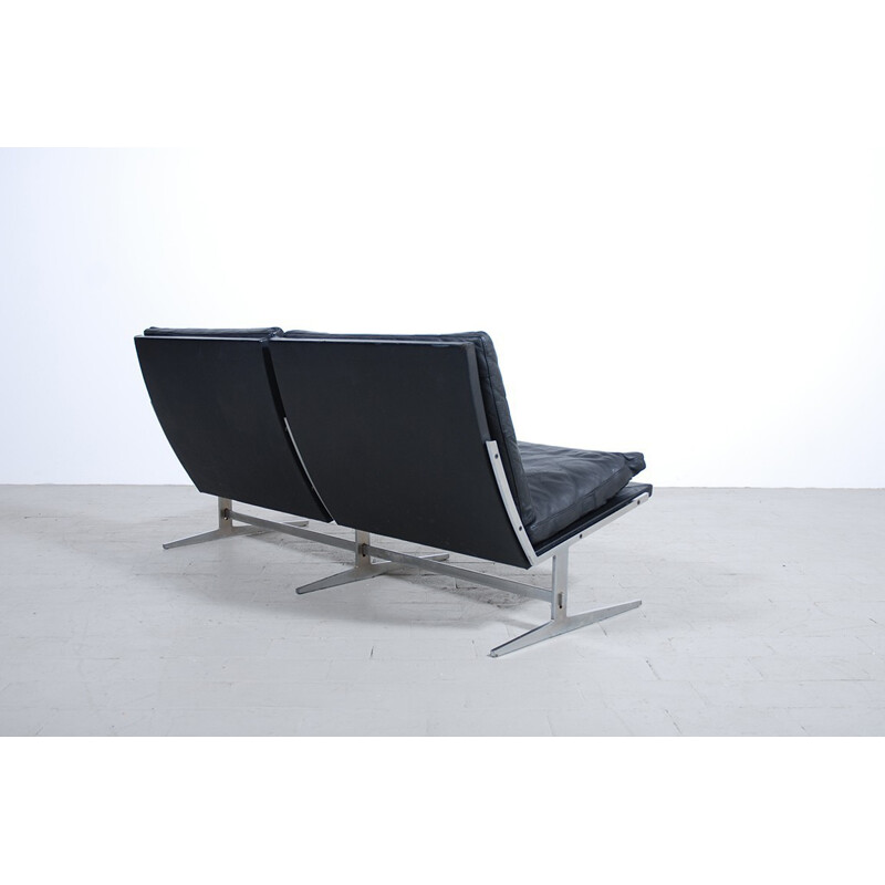 "BO-562" Black leather bench, Preben FABRICIUS and Jorgen KASTHOLM - 1960s