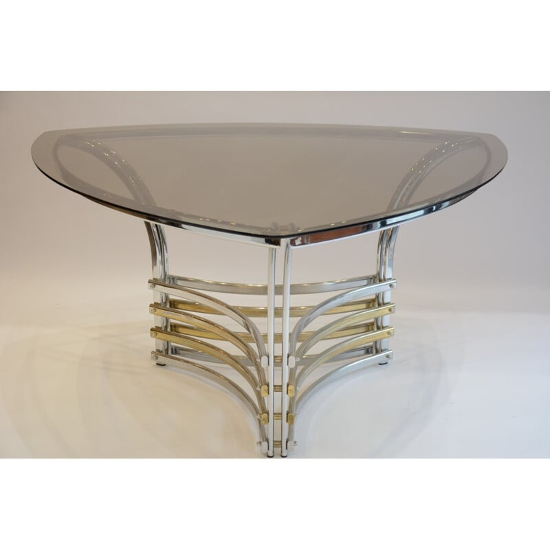 Table à repas triangulaire en verre et chrome - 1970