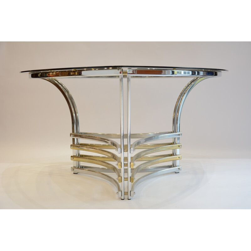 Triangular glass and chrome dining table - 1970s