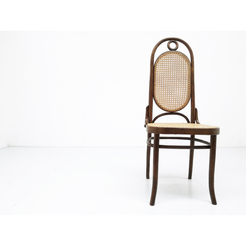 Lot de 6 chaises en hêtre et en paille par Thonet n 17 - 1930