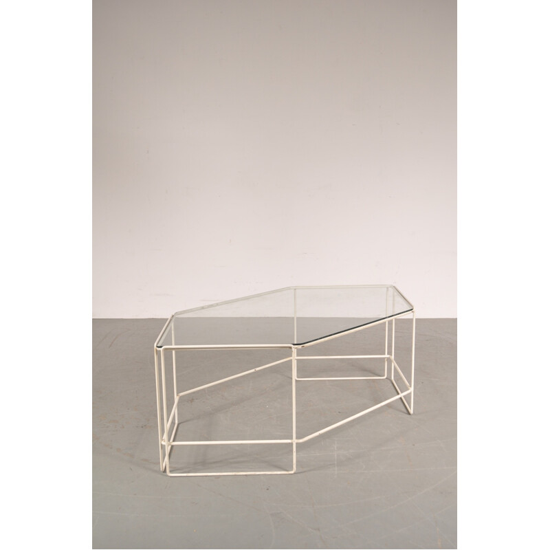 Table basse hexagonale transparente, France - 1960