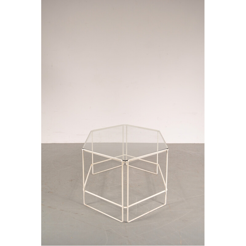 Table basse hexagonale transparente, France - 1960
