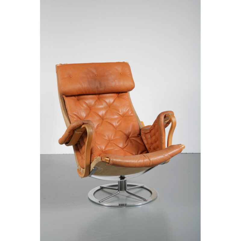 Lounge brown chair, Bruno Mathsson - 1960s
