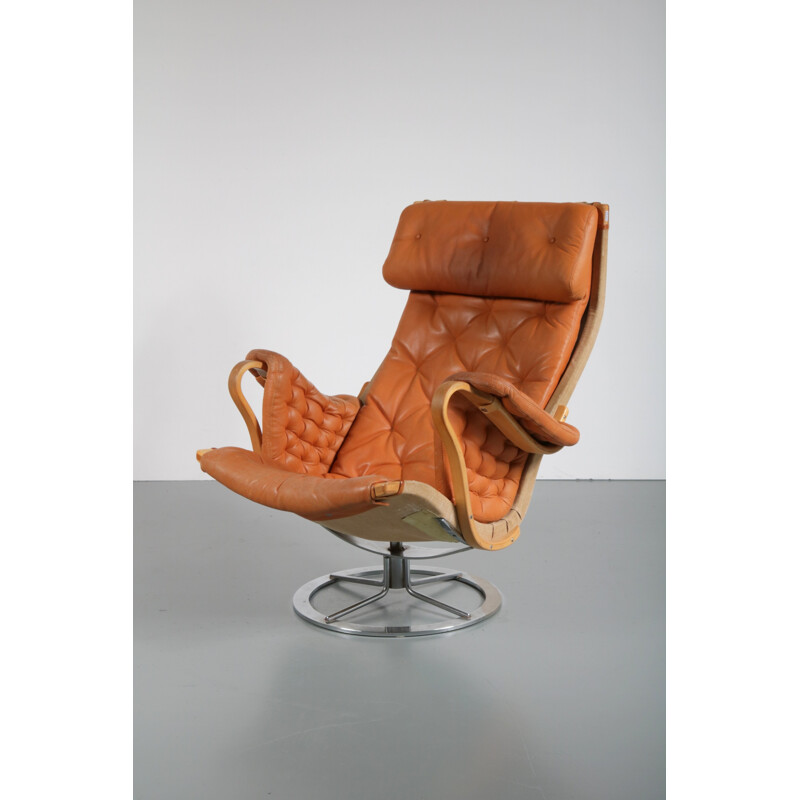 Lounge brown chair, Bruno Mathsson - 1960s