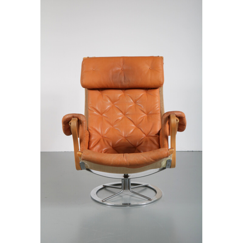 Lounge brown chair, Bruno Mathsson - 1960s