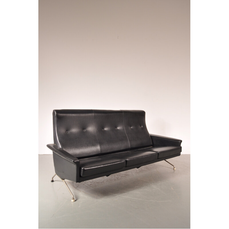 Black 3 seaters sofa by George VAN RIJCK - 1960s