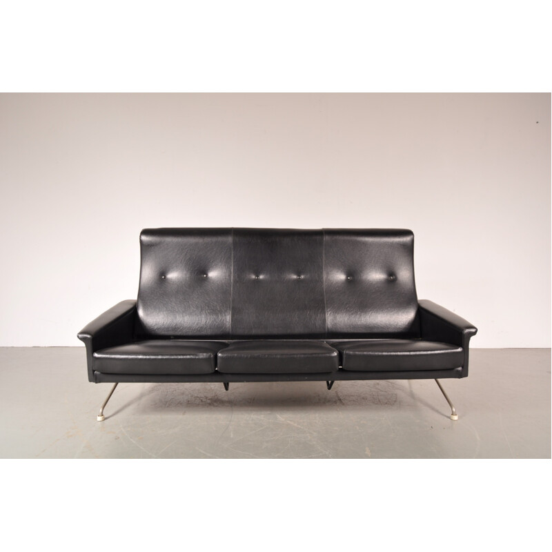 Black 3 seaters sofa by George VAN RIJCK - 1960s