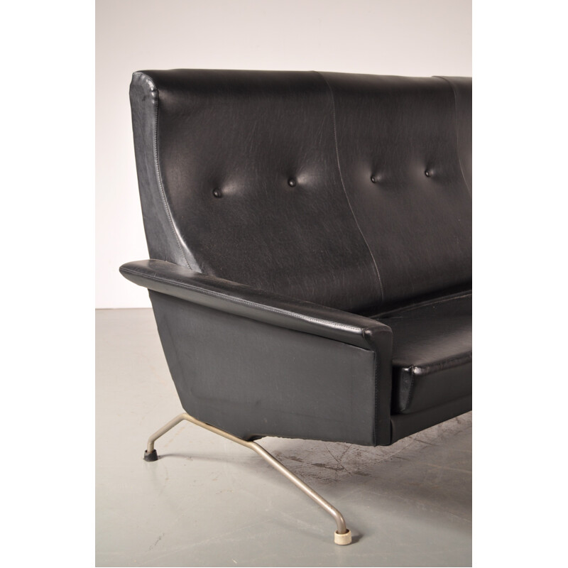 Black 3 seaters sofa by George VAN RIJCK - 1960s