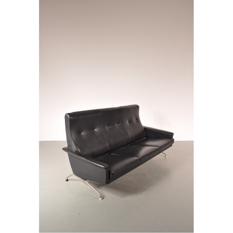 Black 3 seaters sofa by George VAN RIJCK - 1960s