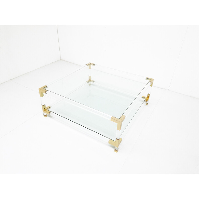 Hollywood Regency brass coffee table - 1970s