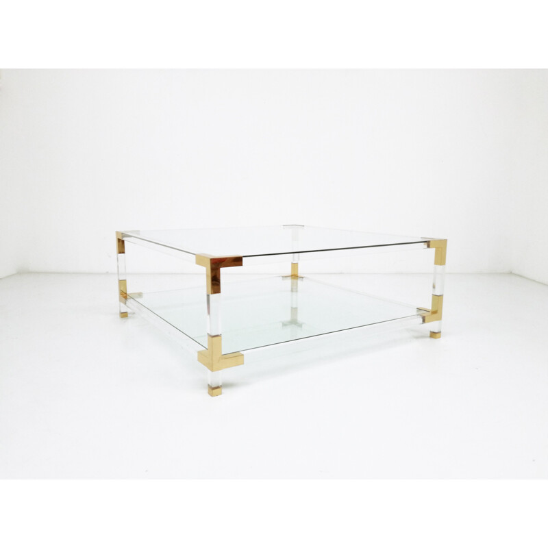 Hollywood Regency brass coffee table - 1970s