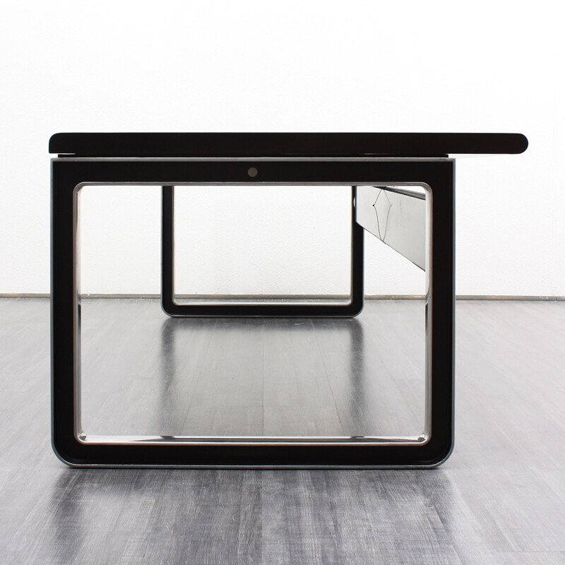Black desk and its container Osvaldo BORSANI - 1970s