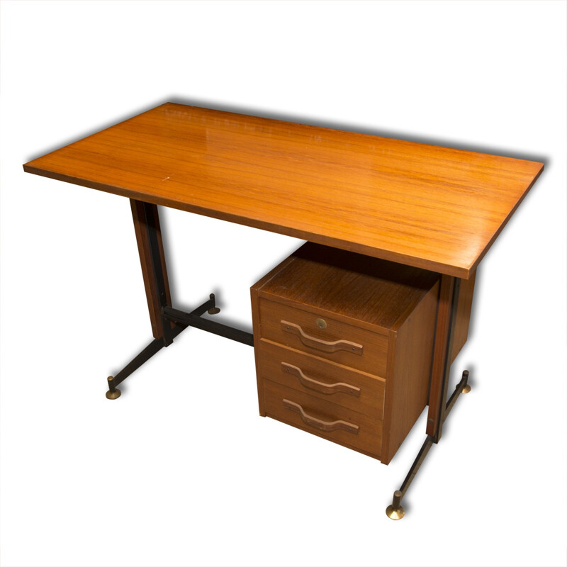 Mid-Century Italian teak writing desk with chair - 1950s 