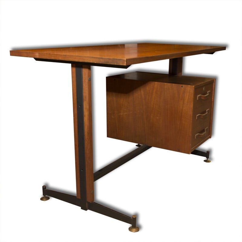 Mid-Century Italian teak writing desk with chair - 1950s 
