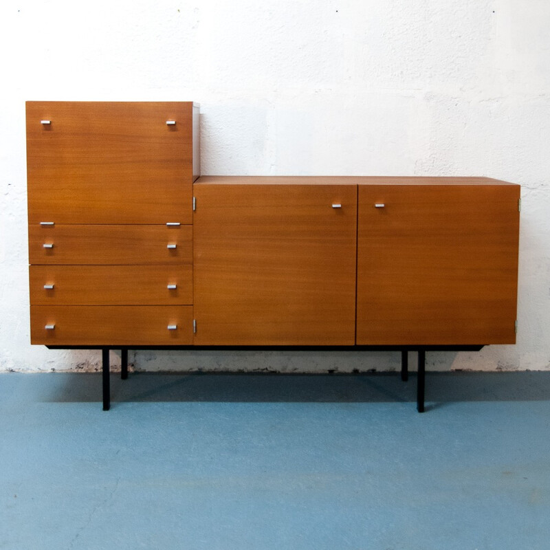 Vintage asymmetrical sideboard by Pierre Guariche - 1960s