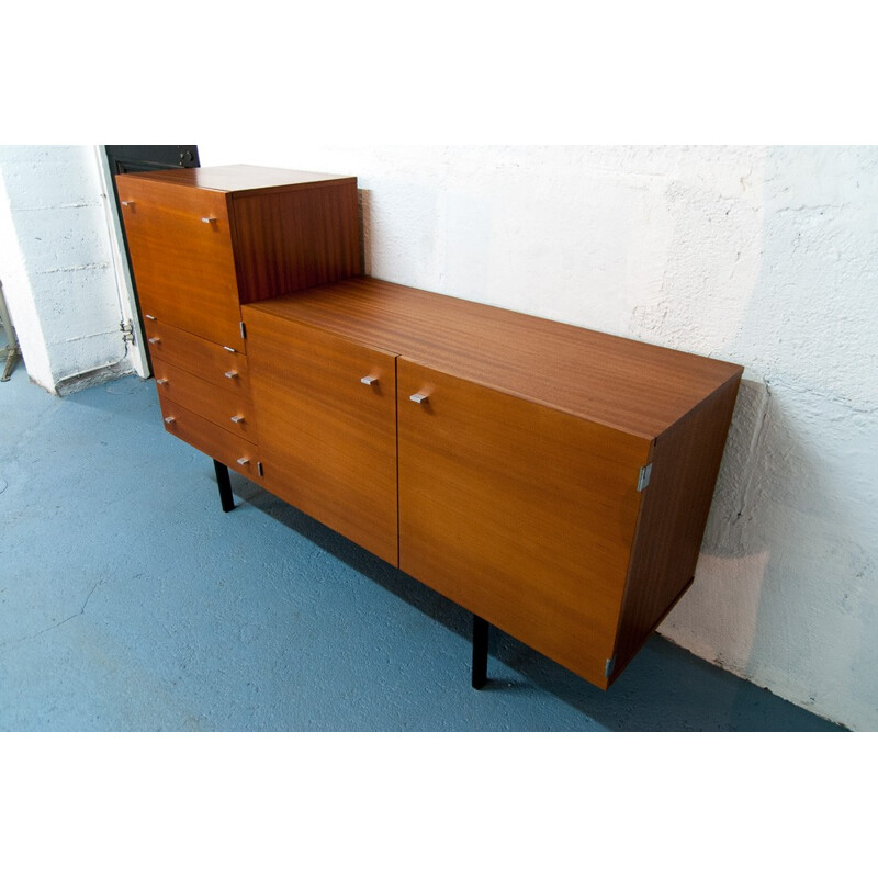 Vintage asymmetrical sideboard by Pierre Guariche - 1960s