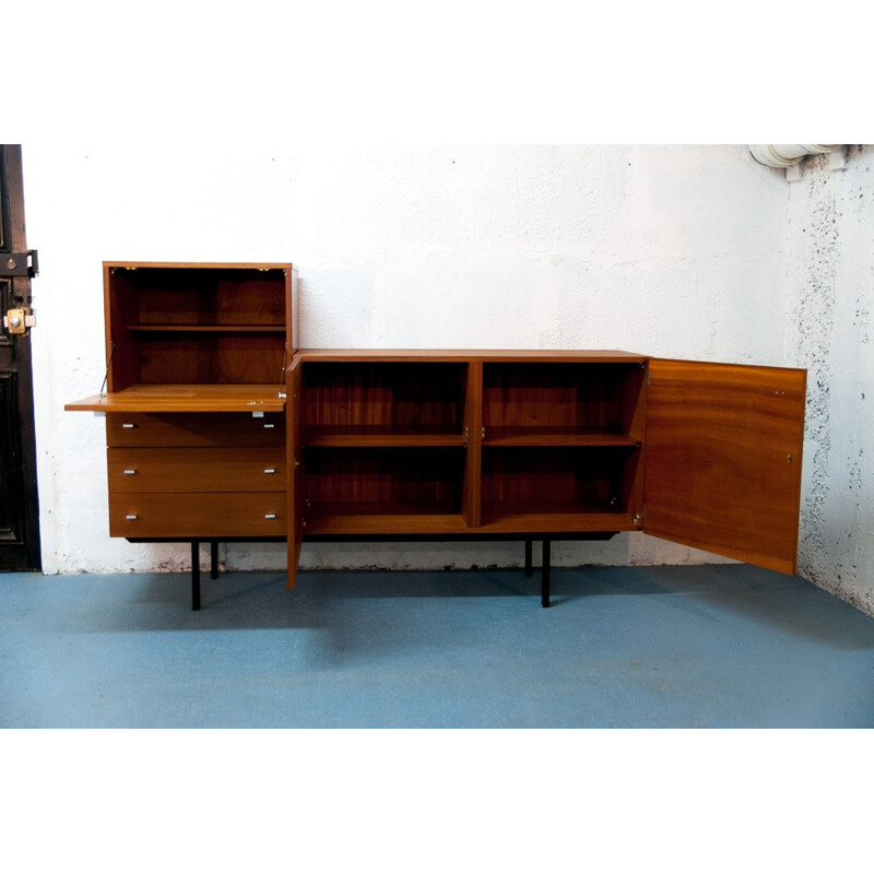 Vintage asymmetrical sideboard by Pierre Guariche - 1960s