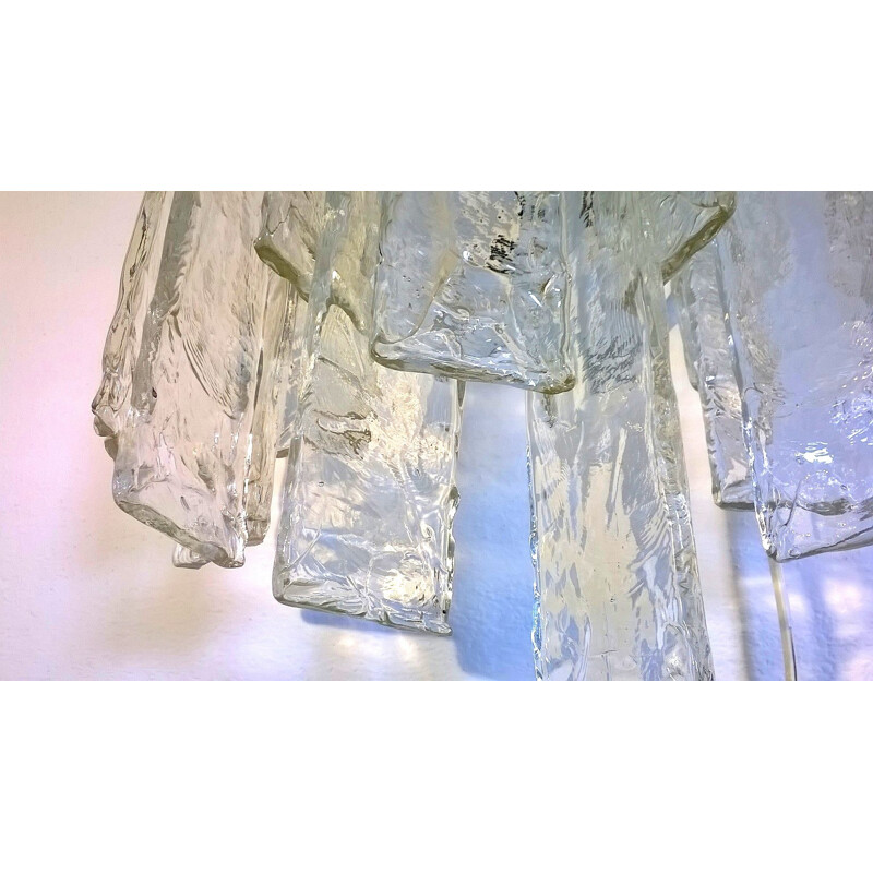 Pareja de apliques vintage de cristal de Murano de Carlo Nason para Mazzega, 1970