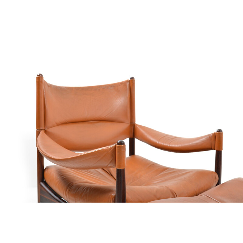 Set composed of a two-seater sofa and an easy chair with ottoman in rosewood by Kristian Vedel - 1960s