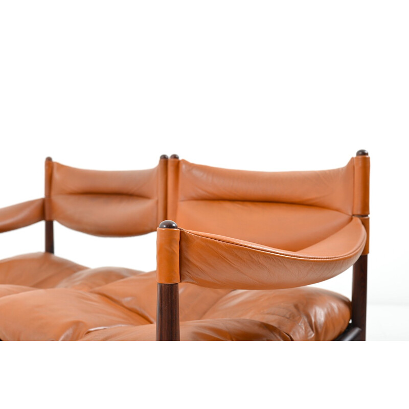 Ensemble d'un canapé 2 places et d'un fauteuil avec ottoman en palissandre de Kristian Vedel - 1960