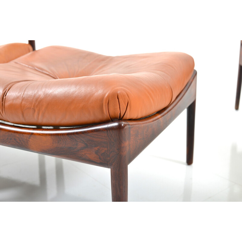 Ensemble d'un canapé 2 places et d'un fauteuil avec ottoman en palissandre de Kristian Vedel - 1960