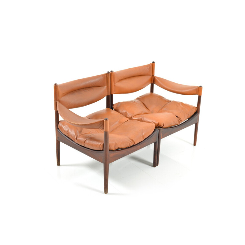 Set composed of a two-seater sofa and an easy chair with ottoman in rosewood by Kristian Vedel - 1960s