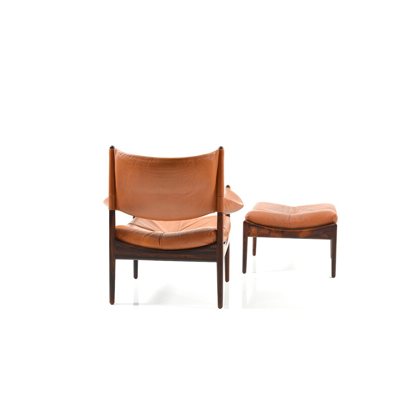 Set composed of a two-seater sofa and an easy chair with ottoman in rosewood by Kristian Vedel - 1960s