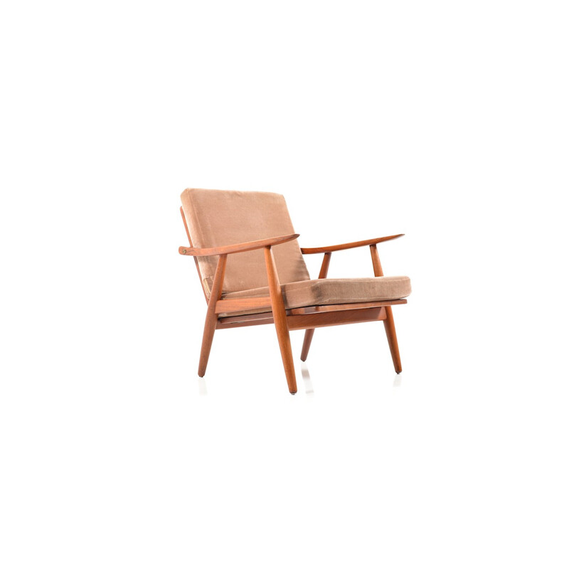 GE-270 lounge beige  easy chair in teak by Hans J. Wegner - 1950s