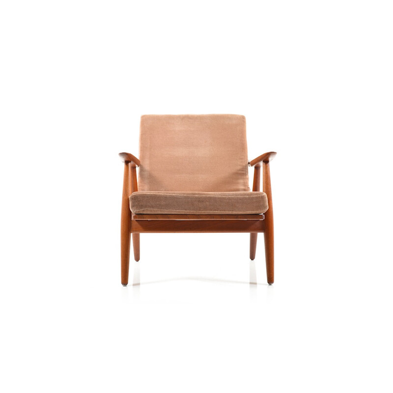 GE-270 lounge beige  easy chair in teak by Hans J. Wegner - 1950s