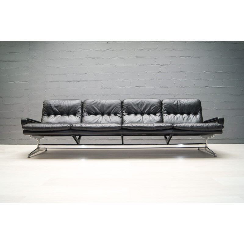 Strässle 4-seater leather King sofa by André Vandenbeuck - 1960s