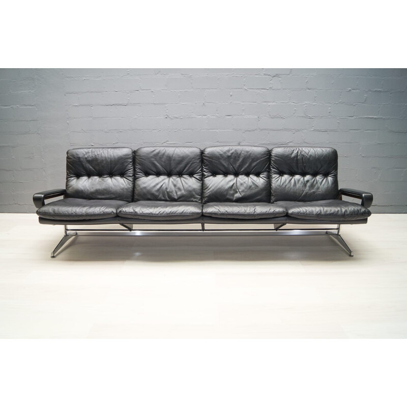 Strässle 4-seater leather King sofa by André Vandenbeuck - 1960s
