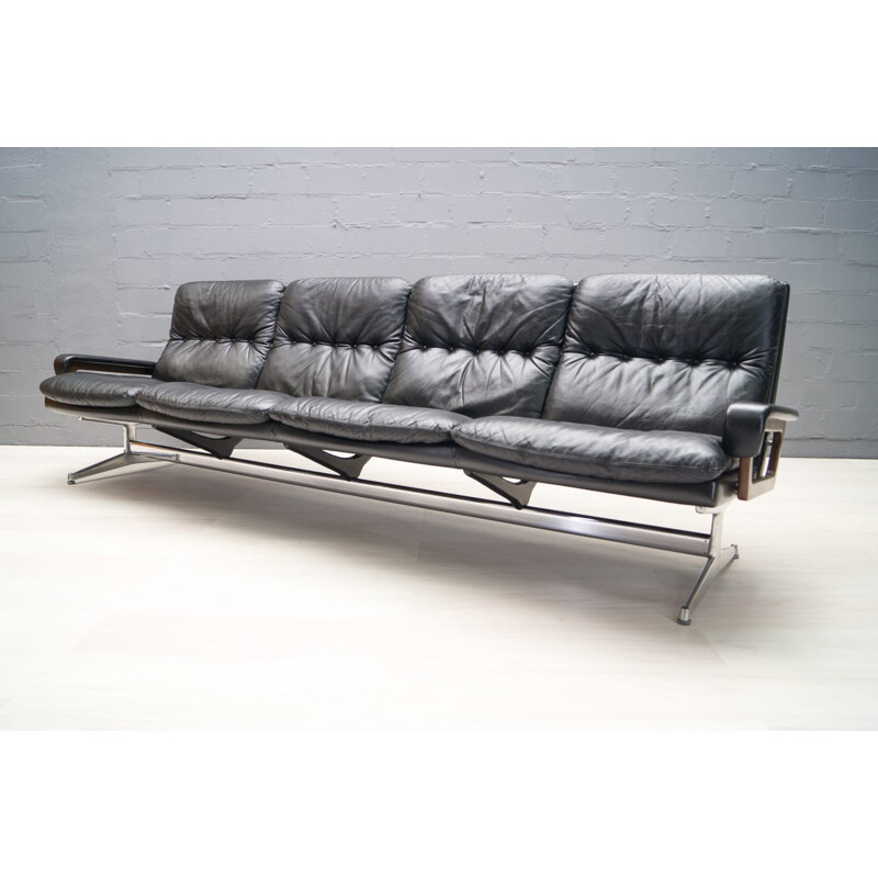 Strässle 4-seater leather King sofa by André Vandenbeuck - 1960s