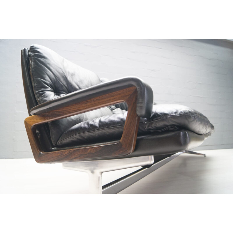 Strässle 4-seater leather King sofa by André Vandenbeuck - 1960s