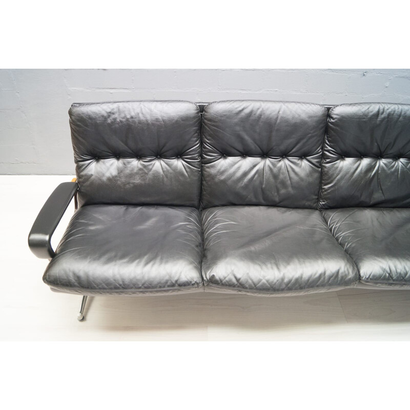 Strässle 4-seater leather King sofa by André Vandenbeuck - 1960s