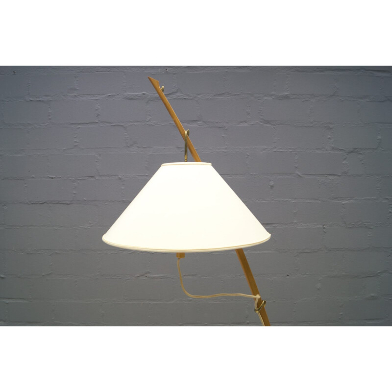 Dornstab brown floor lamp in teak and brass by J.T. Kalmar - 1950s