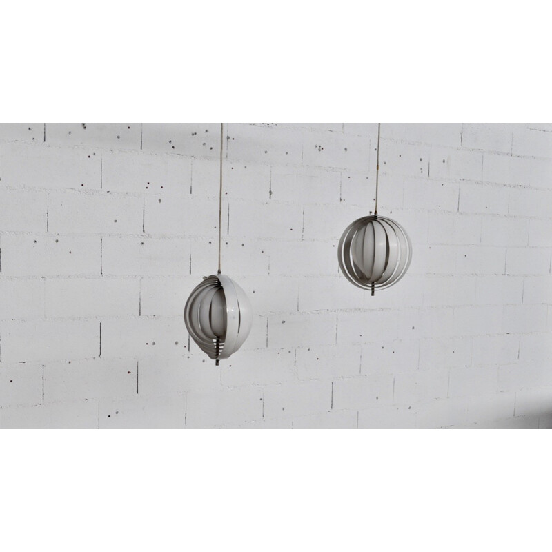 Pair of metal chandeliers model Moonlight by Verner Panton for Louis Poulsen - 1960s
