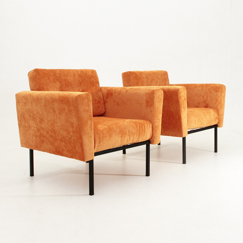 Pair of Italian orange armchairs - 1950s