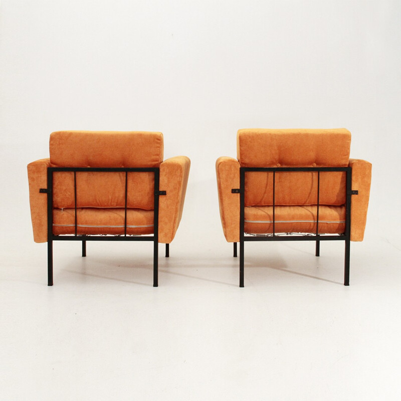 Pair of Italian orange armchairs - 1950s