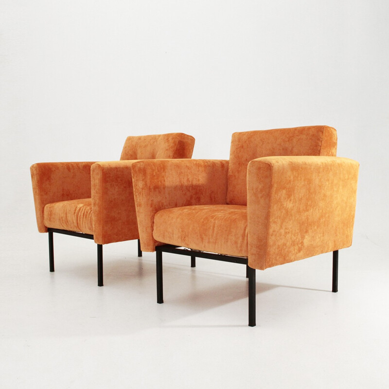 Pair of Italian orange armchairs - 1950s