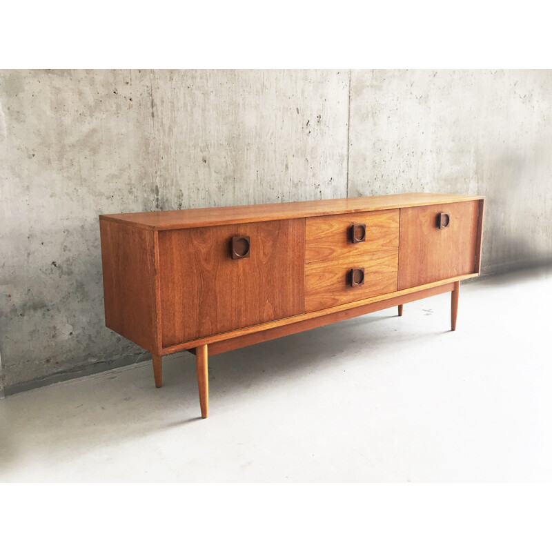 Danish modern mid-century long teak sideboard - 1970s