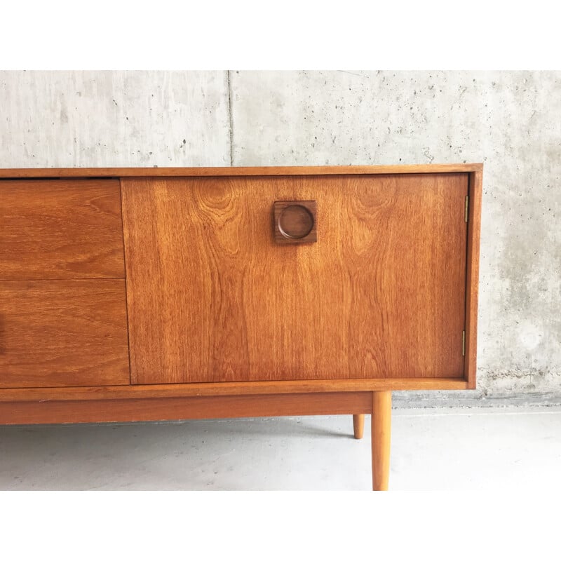 Danish modern mid-century long teak sideboard - 1970s